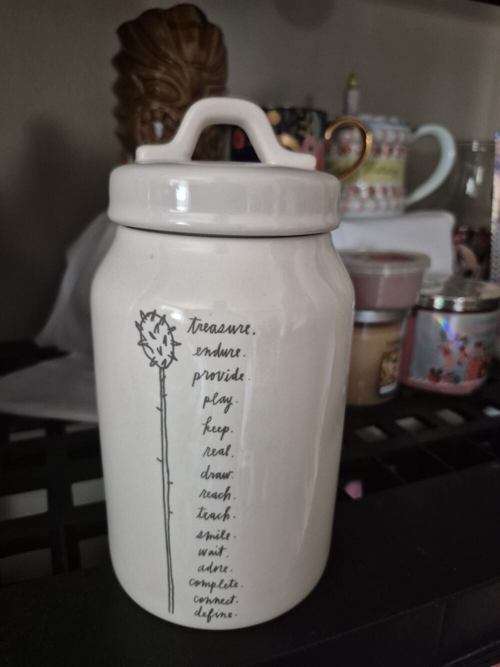 💥 Rae Dunn Stem Line Medium Canister Rare